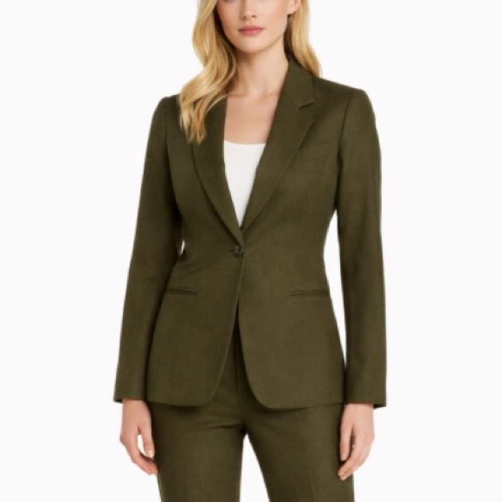 Women's Eddie Bauer Angora Wool Blend Forest Green 1-Button Blazer Small